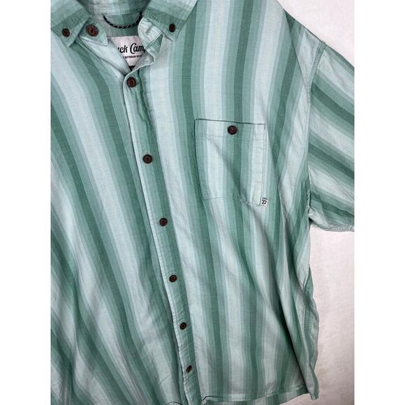 Duck Camp Premium Outdoor Goods Short Sleeve button down Striped Shirt Green 2XL - Picture 6 of 7